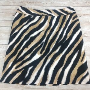 Talbots Animal Print Mini Skirt Black Tan Size 6